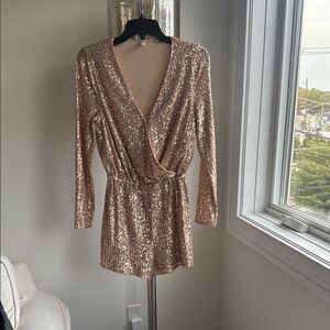 RAGA Gold Sequin V-Neck Top